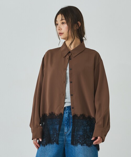 abahouse mavie(アバハウスマヴィ)の「裾レースシャツ(シャツ/ブラウス・レディース・ブラウン/オフホワイト/ブラック・フリー)」の9枚目の写真