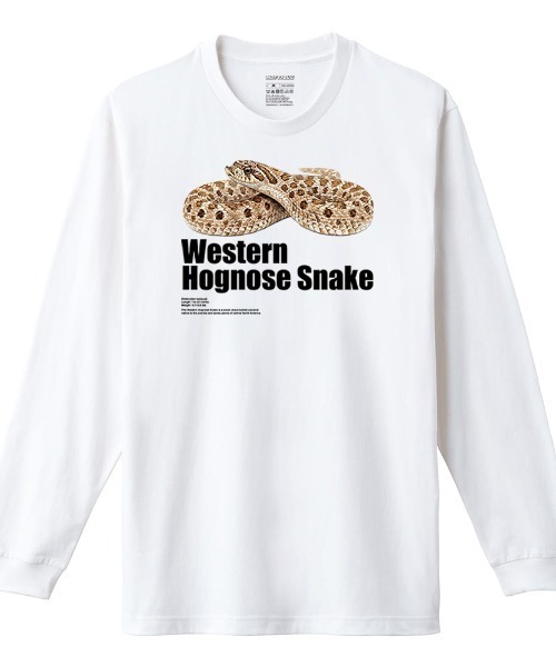 Moftique(モフティック)の「Moftique(モフティック) 長袖Tシャツ セイブシシバナヘビ 蛇 爬虫類 ペット アニマル プリント Tシャツ 長袖 ロンT ロングTシャツ トップス カットソー メンズ レディース ユニセックス 春 秋(Tシャツ/カットソー・メンズ・ホワイト/ブラック・M/XL/L)」の2枚目の写真