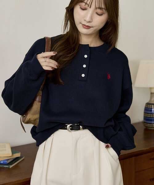 U.S. POLO ASSN.（ユーエスポロアッスン）の「U.S. POLO ASSN. × PUBLUX/ユーエスポロアッスン 別注 ヘンリーネック スウェット　限定展開（スウェット・レディース・グリーン/グレー/ブラック/ネイビー・ﾌﾘ-）」の4枚目の写真