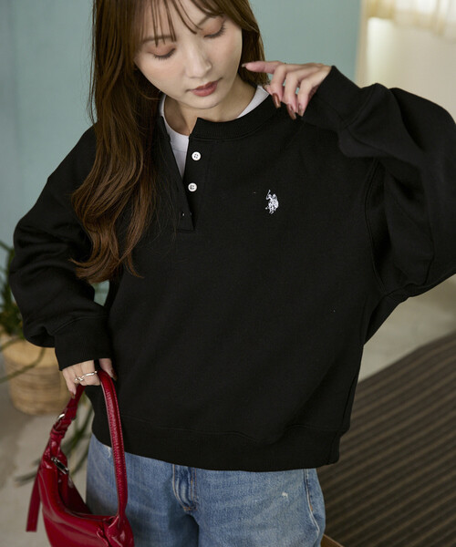 U.S. POLO ASSN.（ユーエスポロアッスン）の「U.S. POLO ASSN. × PUBLUX/ユーエスポロアッスン 別注 ヘンリーネック スウェット　限定展開（スウェット・レディース・グリーン/グレー/ブラック/ネイビー・ﾌﾘ-）」の7枚目の写真