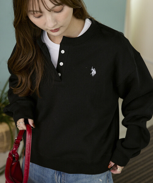 U.S. POLO ASSN.（ユーエスポロアッスン）の「U.S. POLO ASSN. × PUBLUX/ユーエスポロアッスン 別注 ヘンリーネック スウェット　限定展開（スウェット・レディース・グリーン/グレー/ブラック/ネイビー・ﾌﾘ-）」の11枚目の写真