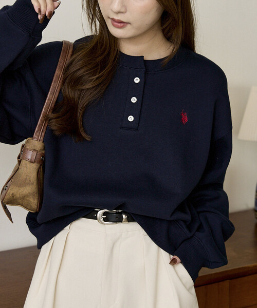 U.S. POLO ASSN.（ユーエスポロアッスン）の「U.S. POLO ASSN. × PUBLUX/ユーエスポロアッスン 別注 ヘンリーネック スウェット　限定展開（スウェット・レディース・グリーン/グレー/ブラック/ネイビー・ﾌﾘ-）」の13枚目の写真