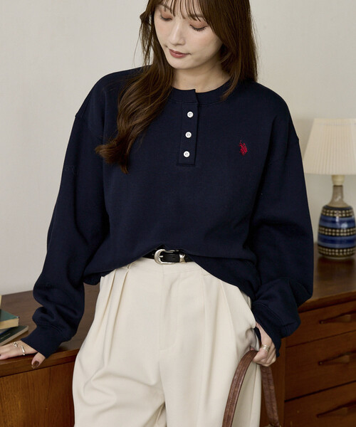 U.S. POLO ASSN.（ユーエスポロアッスン）の「U.S. POLO ASSN. × PUBLUX/ユーエスポロアッスン 別注 ヘンリーネック スウェット　限定展開（スウェット・レディース・グリーン/グレー/ブラック/ネイビー・ﾌﾘ-）」の19枚目の写真