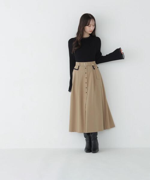 NATURAL BEAUTY BASIC(ナチュラルビューティーベーシック)の「モックネックシアーカフスニット(ニット/セーター・レディース・ピンク/オフホワイト/ブラック/ダークブラウン・FREE)」の20枚目の写真