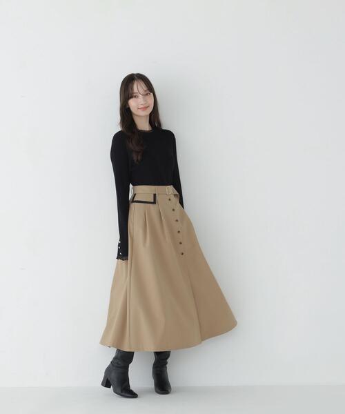 NATURAL BEAUTY BASIC(ナチュラルビューティーベーシック)の「モックネックシアーカフスニット(ニット/セーター・レディース・ピンク/オフホワイト/ブラック/ダークブラウン・FREE)」の16枚目の写真