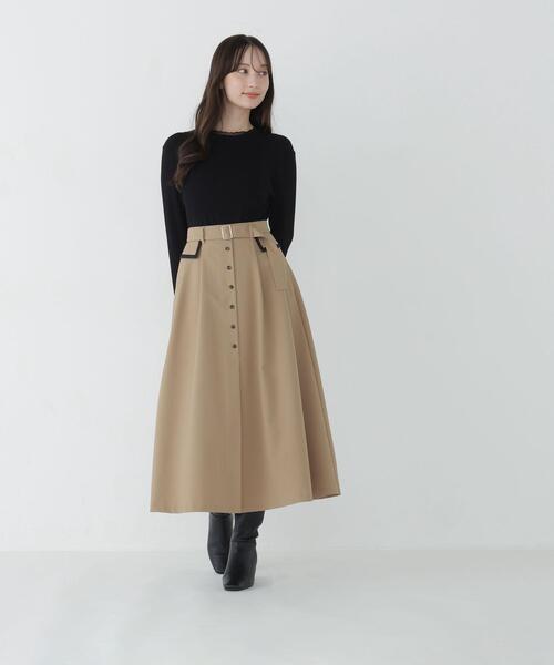 NATURAL BEAUTY BASIC(ナチュラルビューティーベーシック)の「モックネックシアーカフスニット(ニット/セーター・レディース・ピンク/オフホワイト/ブラック/ダークブラウン・FREE)」の18枚目の写真