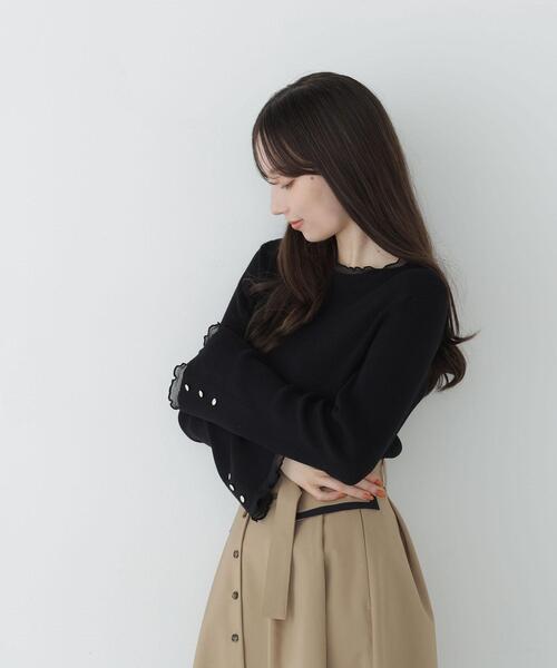 NATURAL BEAUTY BASIC(ナチュラルビューティーベーシック)の「モックネックシアーカフスニット(ニット/セーター・レディース・ピンク/オフホワイト/ブラック/ダークブラウン・FREE)」の19枚目の写真