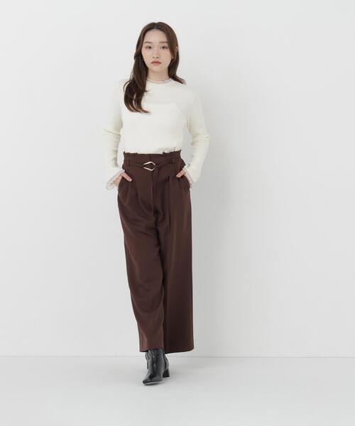 NATURAL BEAUTY BASIC(ナチュラルビューティーベーシック)の「モックネックシアーカフスニット(ニット/セーター・レディース・ピンク/オフホワイト/ブラック/ダークブラウン・FREE)」の12枚目の写真