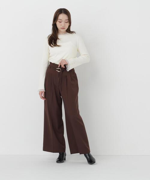 NATURAL BEAUTY BASIC(ナチュラルビューティーベーシック)の「モックネックシアーカフスニット(ニット/セーター・レディース・ピンク/オフホワイト/ブラック/ダークブラウン・FREE)」の14枚目の写真