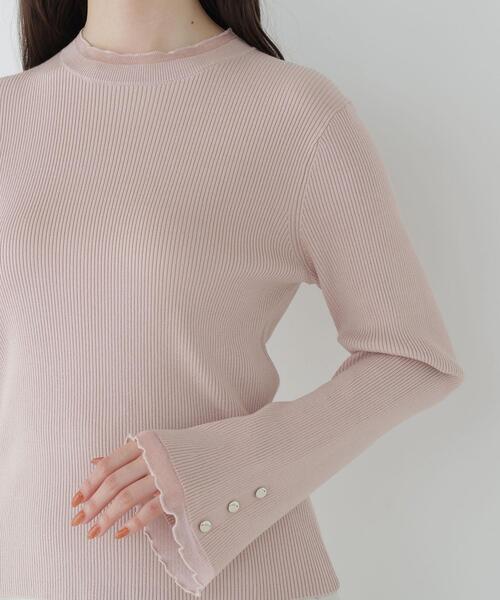 NATURAL BEAUTY BASIC(ナチュラルビューティーベーシック)の「モックネックシアーカフスニット(ニット/セーター・レディース・ピンク/オフホワイト/ブラック/ダークブラウン・FREE)」の22枚目の写真