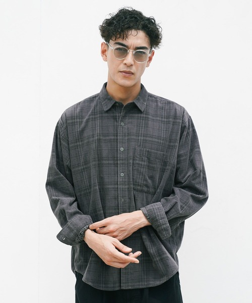 BAYFLOW(ベイフロー)の「コーデュロイチェックシャツ(シャツ/ブラウス・メンズ・ブラック/ブルー/ベージュ・MEDIUM/LARGE)」の6枚目の写真