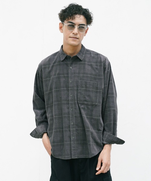 BAYFLOW(ベイフロー)の「コーデュロイチェックシャツ(シャツ/ブラウス・メンズ・ブラック/ブルー/ベージュ・MEDIUM/LARGE)」の7枚目の写真