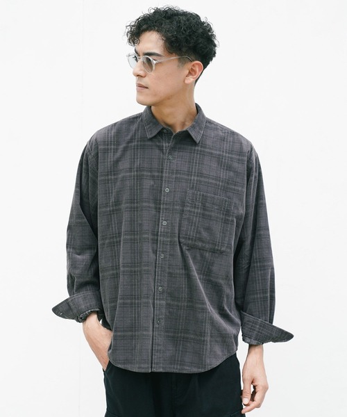 BAYFLOW(ベイフロー)の「コーデュロイチェックシャツ(シャツ/ブラウス・メンズ・ブラック/ブルー/ベージュ・MEDIUM/LARGE)」の8枚目の写真