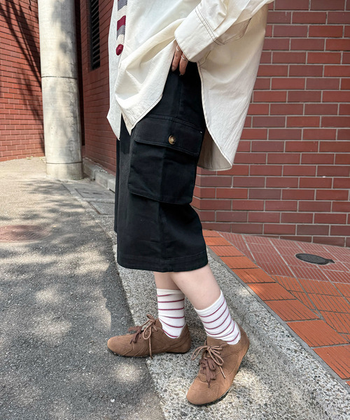 DOUBLE NAME(ダブルネーム)の「バミューダカーゴパンツ(カーゴパンツ・レディース・カーキ/ライトグレー/ブラック・FREE)」の18枚目の写真
