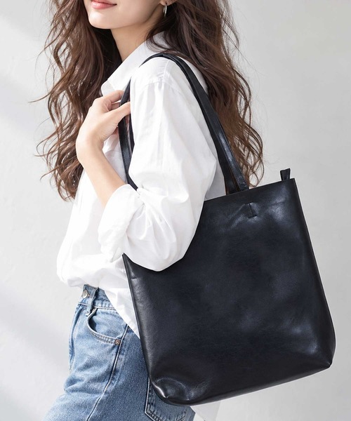 TopIsm(トップイズム)の「スプリットレザートートバッグ(縦型)(トートバッグ・メンズ・ネイビー/グレー/ブラウン/ブラック・F)」の4枚目の写真