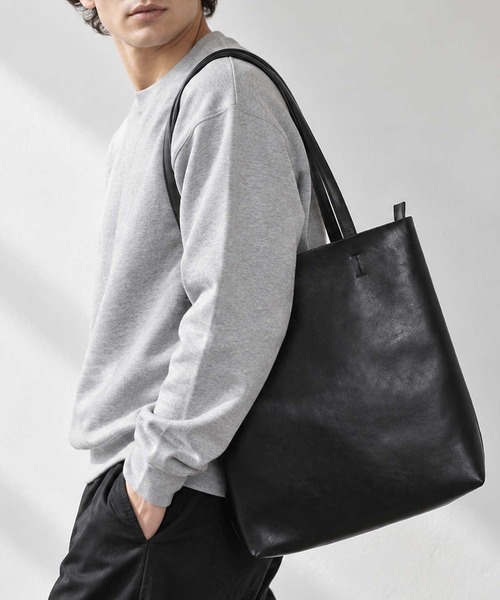 TopIsm(トップイズム)の「スプリットレザートートバッグ(縦型)(トートバッグ・メンズ・ネイビー/グレー/ブラウン/ブラック・F)」の1枚目の写真