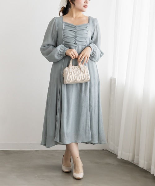 CLETTE（クレット）の「フロント切替ギャザーワンピース（ワンピース・レディース・ピンク/サックスブルー/ブラック・4L/3L/LL）」の3枚目の写真