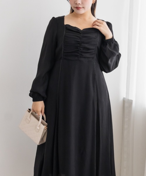 CLETTE（クレット）の「フロント切替ギャザーワンピース（ワンピース・レディース・ピンク/サックスブルー/ブラック・4L/3L/LL）」の20枚目の写真