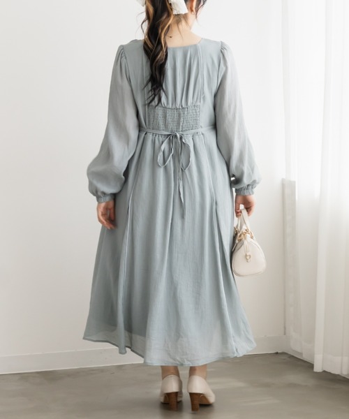 CLETTE（クレット）の「フロント切替ギャザーワンピース（ワンピース・レディース・ピンク/サックスブルー/ブラック・4L/3L/LL）」の6枚目の写真