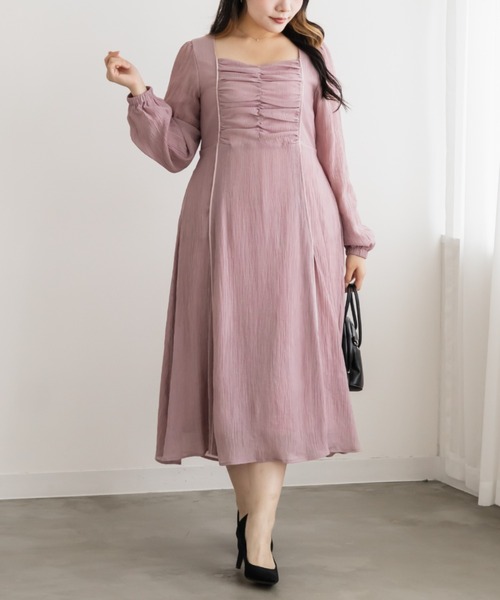 CLETTE（クレット）の「フロント切替ギャザーワンピース（ワンピース・レディース・ピンク/サックスブルー/ブラック・4L/3L/LL）」の10枚目の写真