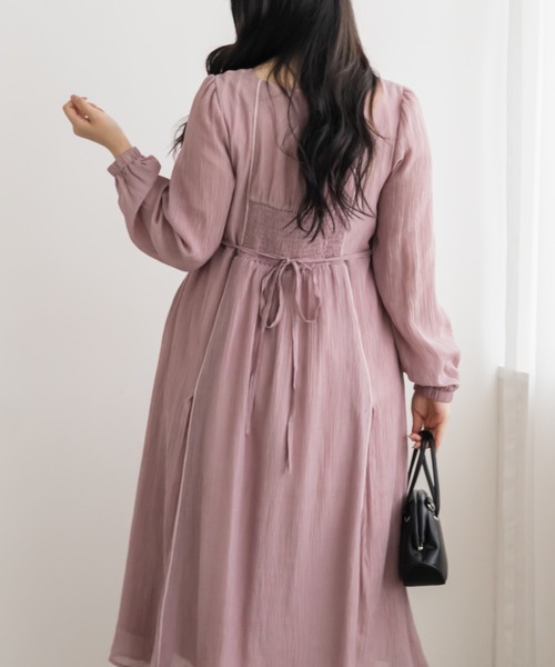 CLETTE（クレット）の「フロント切替ギャザーワンピース（ワンピース・レディース・ピンク/サックスブルー/ブラック・4L/3L/LL）」の9枚目の写真