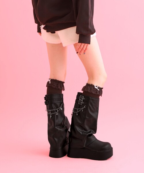 cs T&P（シーエスティーアンドピー）の「厚底ルーズカバーロングブーツ（ブーツ・レディース・ブラック/ブラック系8・S/LL/L/M）」の3枚目の写真