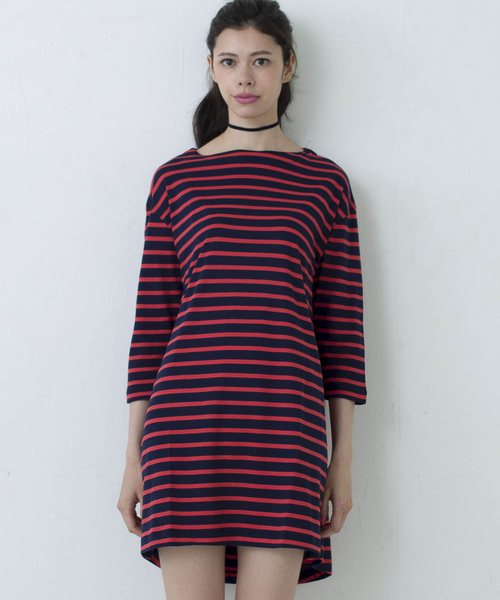 IRONY(アイロニー)の「ボーダーAラインワンピース(ワンピース・レディース・ネイビー/オレンジ・ONE SIZE)」の2枚目の写真