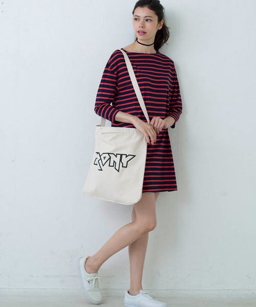 IRONY(アイロニー)の「ボーダーAラインワンピース(ワンピース・レディース・ネイビー/オレンジ・ONE SIZE)」の15枚目の写真