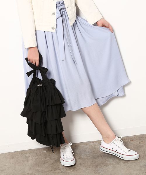 Casselini(キャセリーニ)の「【Casselini】フリルショルダーバッグ(ショルダーバッグ・レディース・ブラック/カーキ/ブラウン/ブラック系その他・FREE)」の1枚目の写真