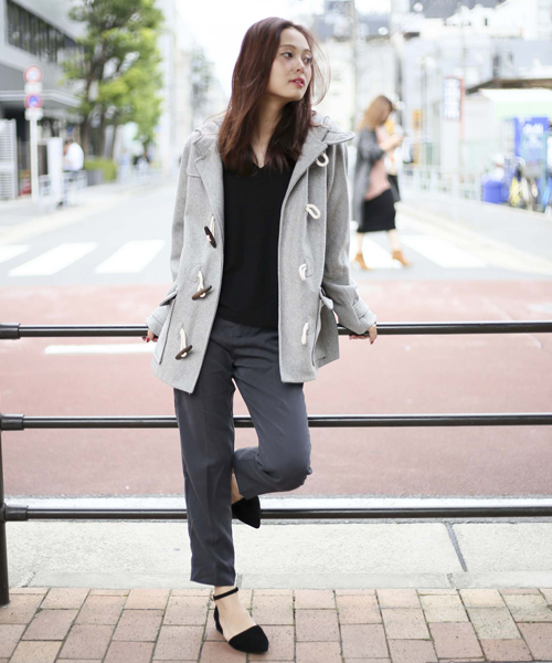 Denime(ドゥニーム)の「メルトンダッフルコート(ダッフルコート・レディース・グレー/ダークグリーン/ネイビー・FREE)」の14枚目の写真