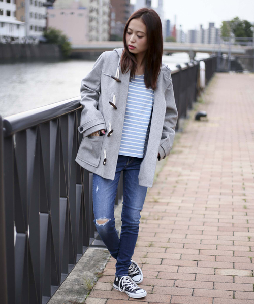 Denime(ドゥニーム)の「メルトンダッフルコート(ダッフルコート・レディース・グレー/ダークグリーン/ネイビー・FREE)」の15枚目の写真