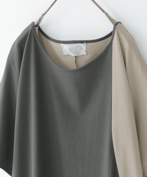 n'OrLABEL(ノアールレーベル)の「配色ブロッキングチュニック(Tシャツ/カットソー・レディース・チャコールグレー/ブラック・FREE)」の4枚目の写真