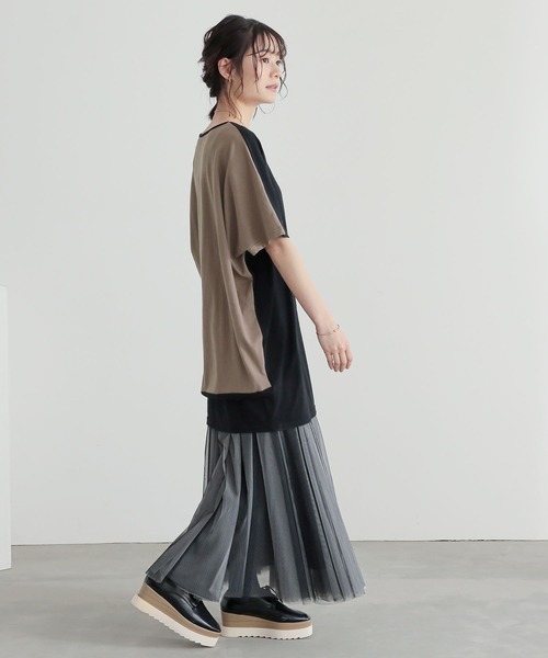 n'OrLABEL(ノアールレーベル)の「配色ブロッキングチュニック(Tシャツ/カットソー・レディース・チャコールグレー/ブラック・FREE)」の11枚目の写真