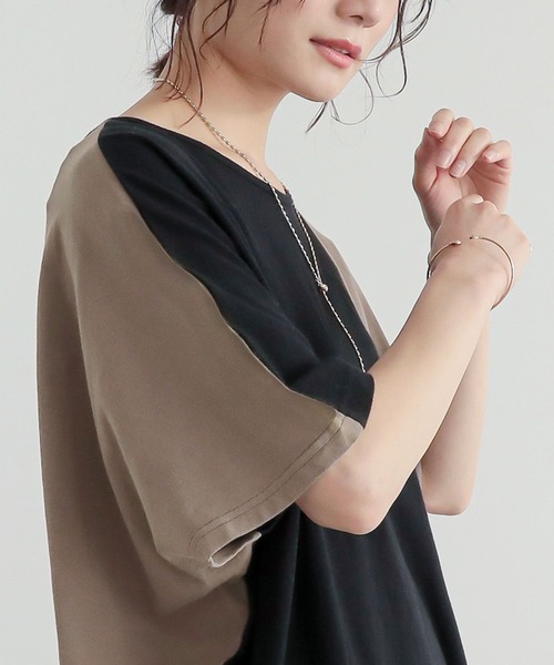 n'OrLABEL(ノアールレーベル)の「配色ブロッキングチュニック(Tシャツ/カットソー・レディース・チャコールグレー/ブラック・FREE)」の13枚目の写真