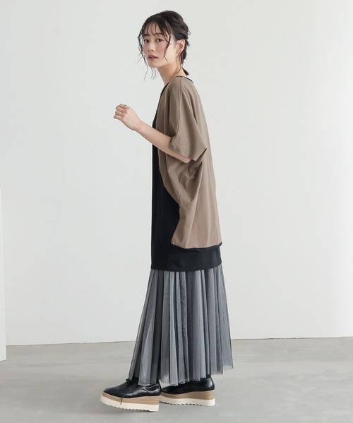 n'OrLABEL(ノアールレーベル)の「配色ブロッキングチュニック(Tシャツ/カットソー・レディース・チャコールグレー/ブラック・FREE)」の14枚目の写真