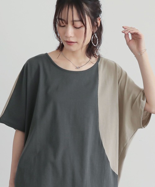 n'OrLABEL(ノアールレーベル)の「配色ブロッキングチュニック(Tシャツ/カットソー・レディース・チャコールグレー/ブラック・FREE)」の15枚目の写真