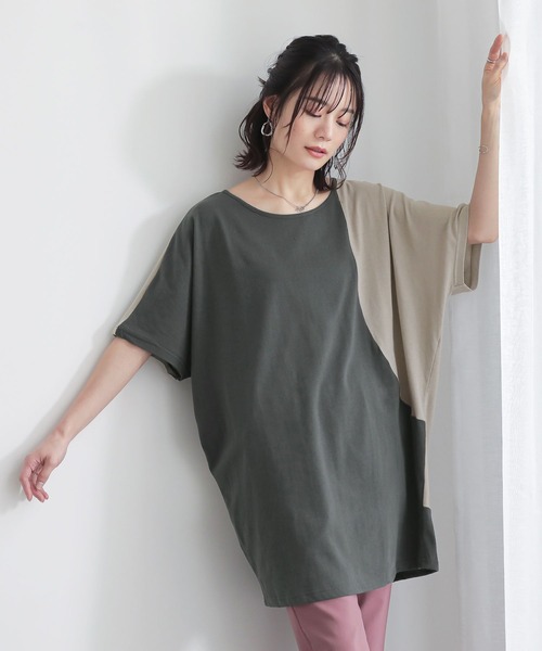 n'OrLABEL(ノアールレーベル)の「配色ブロッキングチュニック(Tシャツ/カットソー・レディース・チャコールグレー/ブラック・FREE)」の17枚目の写真