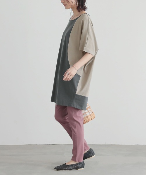 n'OrLABEL(ノアールレーベル)の「配色ブロッキングチュニック(Tシャツ/カットソー・レディース・チャコールグレー/ブラック・FREE)」の18枚目の写真