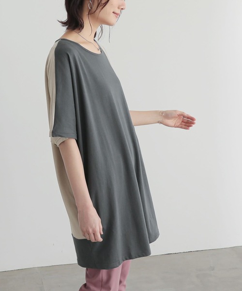 n'OrLABEL(ノアールレーベル)の「配色ブロッキングチュニック(Tシャツ/カットソー・レディース・チャコールグレー/ブラック・FREE)」の19枚目の写真