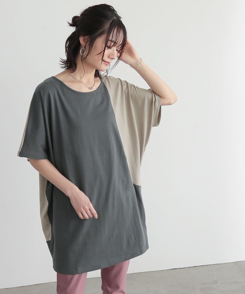 n'OrLABEL(ノアールレーベル)の「配色ブロッキングチュニック(Tシャツ/カットソー・レディース・チャコールグレー/ブラック・FREE)」の22枚目の写真