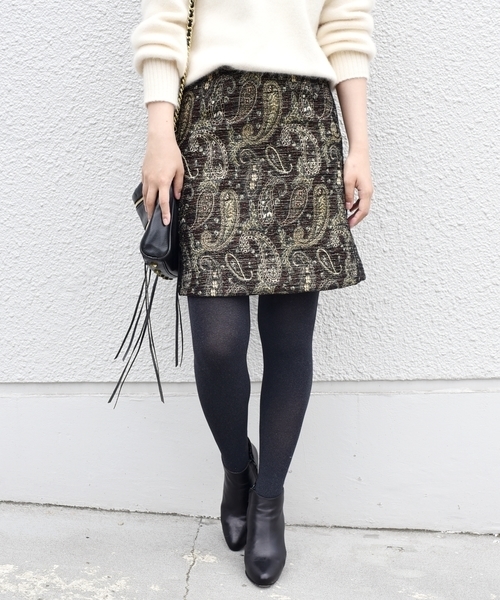 Khaju（カージュ）の「Khaju:ペイズリージャカードスカート◇（スカート・レディース・ブラック/ワイン・26/27）」の2枚目の写真