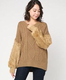 ENVYM | Ｔｗｏ ｐａｔｔｅｒｎ ｖｏｌｕｍｅ ｋｎｉｔ         (ニット/セーター)