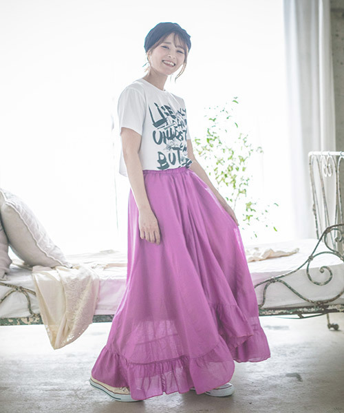 CAMBIO（カンビオ）の「rsk969-アシンメトリーフリルマキシスカート（スカート・レディース・ブラック/ピンク/ターコイズブルー・FREE）」の20枚目の写真