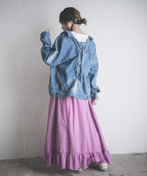 CAMBIO（カンビオ）の「rsk969-アシンメトリーフリルマキシスカート（スカート・レディース・ブラック/ピンク/ターコイズブルー・FREE）」の11枚目の写真