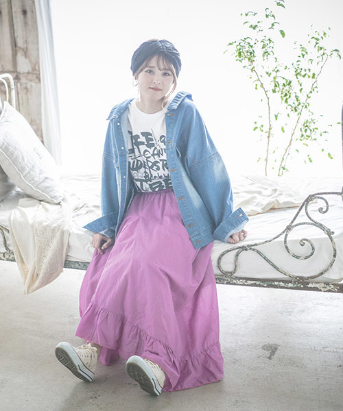 CAMBIO（カンビオ）の「rsk969-アシンメトリーフリルマキシスカート（スカート・レディース・ブラック/ピンク/ターコイズブルー・FREE）」の16枚目の写真