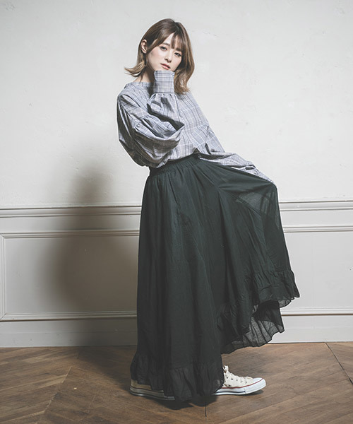 CAMBIO（カンビオ）の「rsk969-アシンメトリーフリルマキシスカート（スカート・レディース・ブラック/ピンク/ターコイズブルー・FREE）」の21枚目の写真