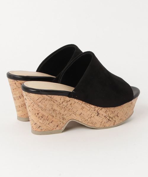 KOBE LETTUCE（コウベレタス）の「コルク調ウエッジソール風ワンベルトサボサンダル/レディース/シューズ[I1512]神戸レタス（サンダル・レディース・ブルー系その他/キャメル/ベージュ/ブラック・S/L/M）」の5枚目の写真