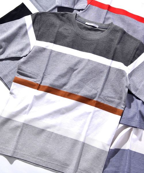 SHIPS(シップス)の「SU: FABRIC ボーダーTシャツ■(Tシャツ/カットソー・メンズ・ブラック/ネイビー/グレー/ブルー・SMALL/MEDIUM/LARGE/X-LARGE)」の3枚目の写真