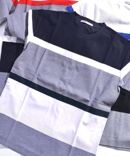 SHIPS(シップス)の「SU: FABRIC ボーダーTシャツ■(Tシャツ/カットソー・メンズ・ブラック/ネイビー/グレー/ブルー・SMALL/MEDIUM/LARGE/X-LARGE)」の4枚目の写真