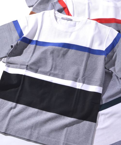 SHIPS(シップス)の「SU: FABRIC ボーダーTシャツ■(Tシャツ/カットソー・メンズ・ブラック/ネイビー/グレー/ブルー・SMALL/MEDIUM/LARGE/X-LARGE)」の2枚目の写真